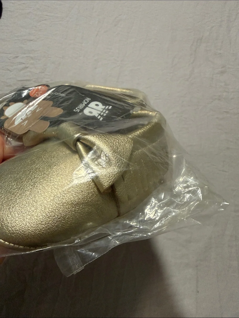 Gold Baby Bow Shoes - 6-12 Months